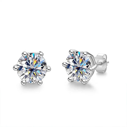 The Mary - Solitaire 6-Prong Moissanite Earrings