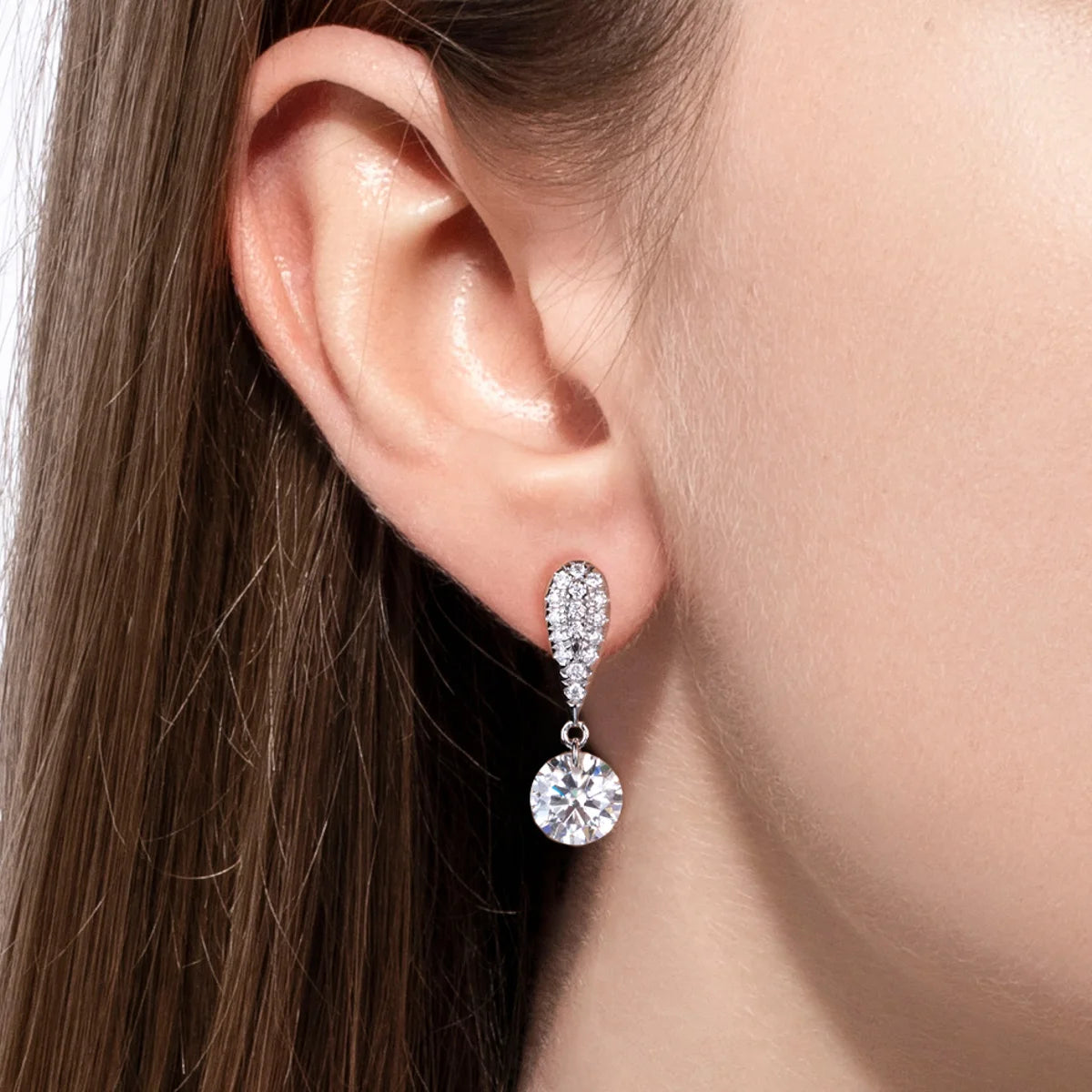 The Valeria – Pavé Teardrop Moissanite Drop Earrings