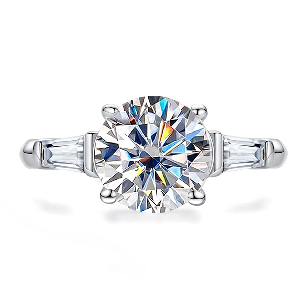 The Charmed - Round & Emerald Three-Stone Moissanite Ring