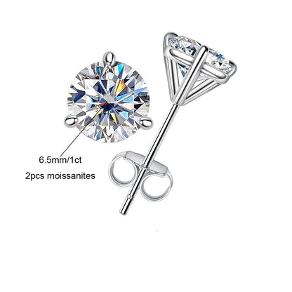 The Lillian - Solitaire 3-Prong Moissanite Earrings