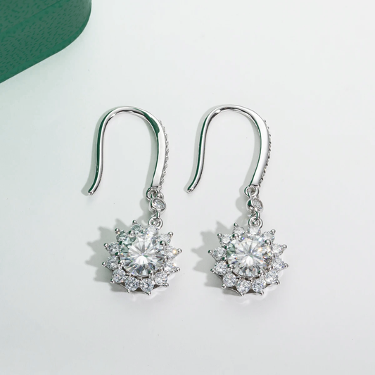 The Rosalie - Floral Moissanite Drop Earrings