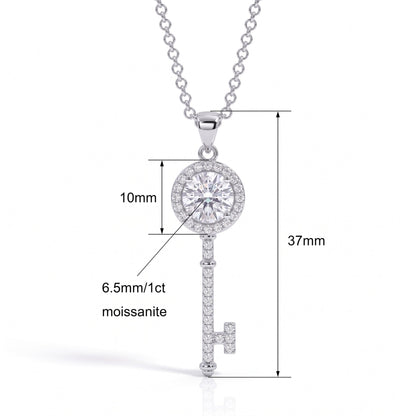 The Key - Round Brilliant Cut Moissanite Necklace
