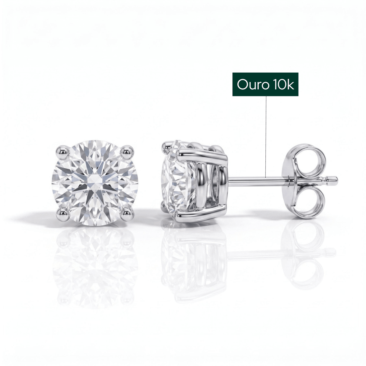 The Scarlett - Round Brilliant Cut Moissanite Earrings with 10k Gold Posts