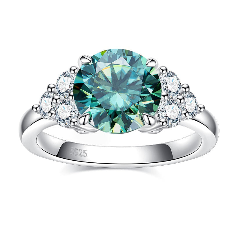 The Olive - Round Brilliant Cut Green Moissanite Solitaire Ring