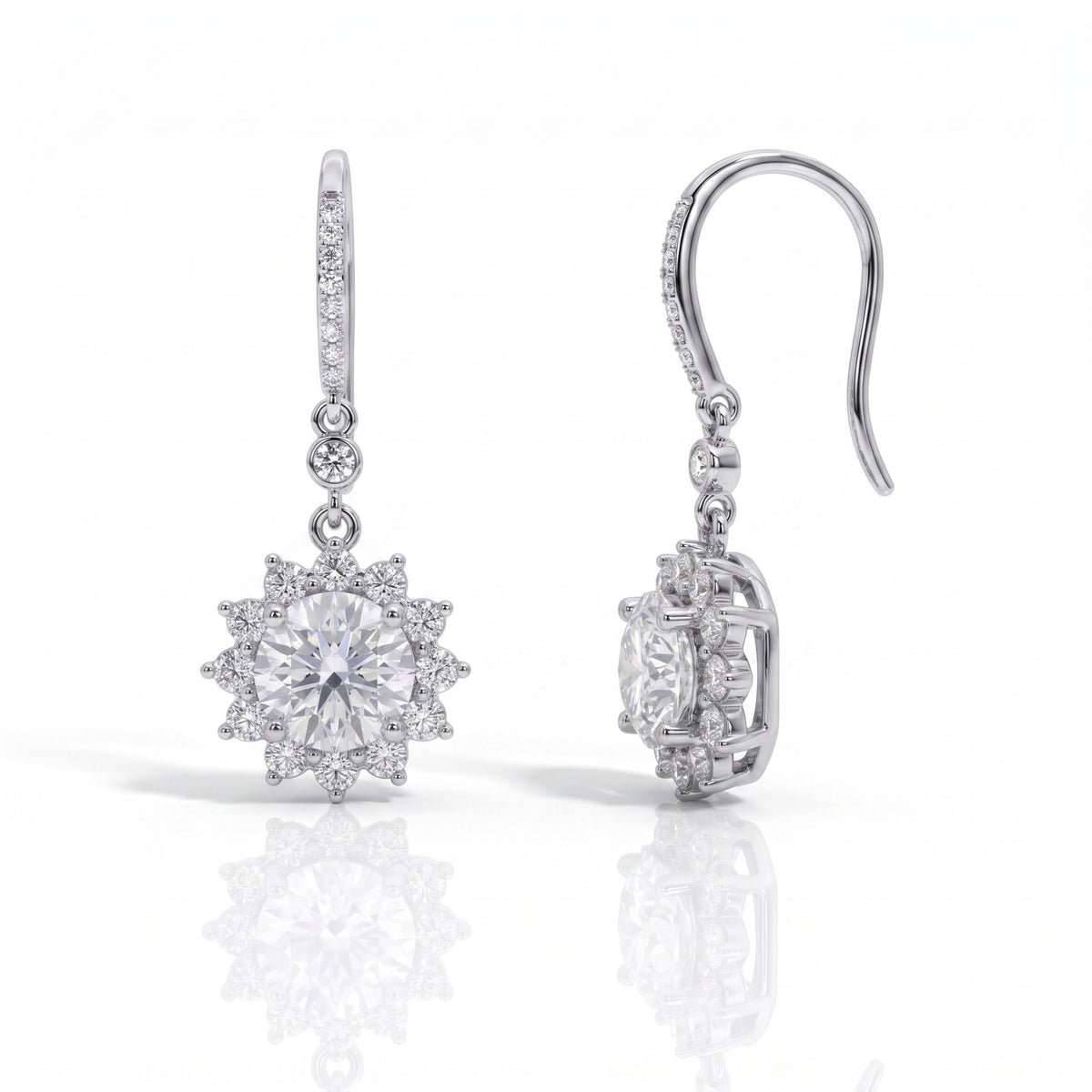 The Rosalie - Floral Moissanite Drop Earrings
