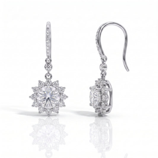 The Rosalie - Floral Moissanite Drop Earrings
