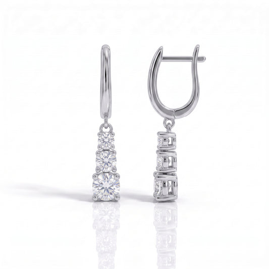 The Emilia - Moissanite Drop Hoop Earrings