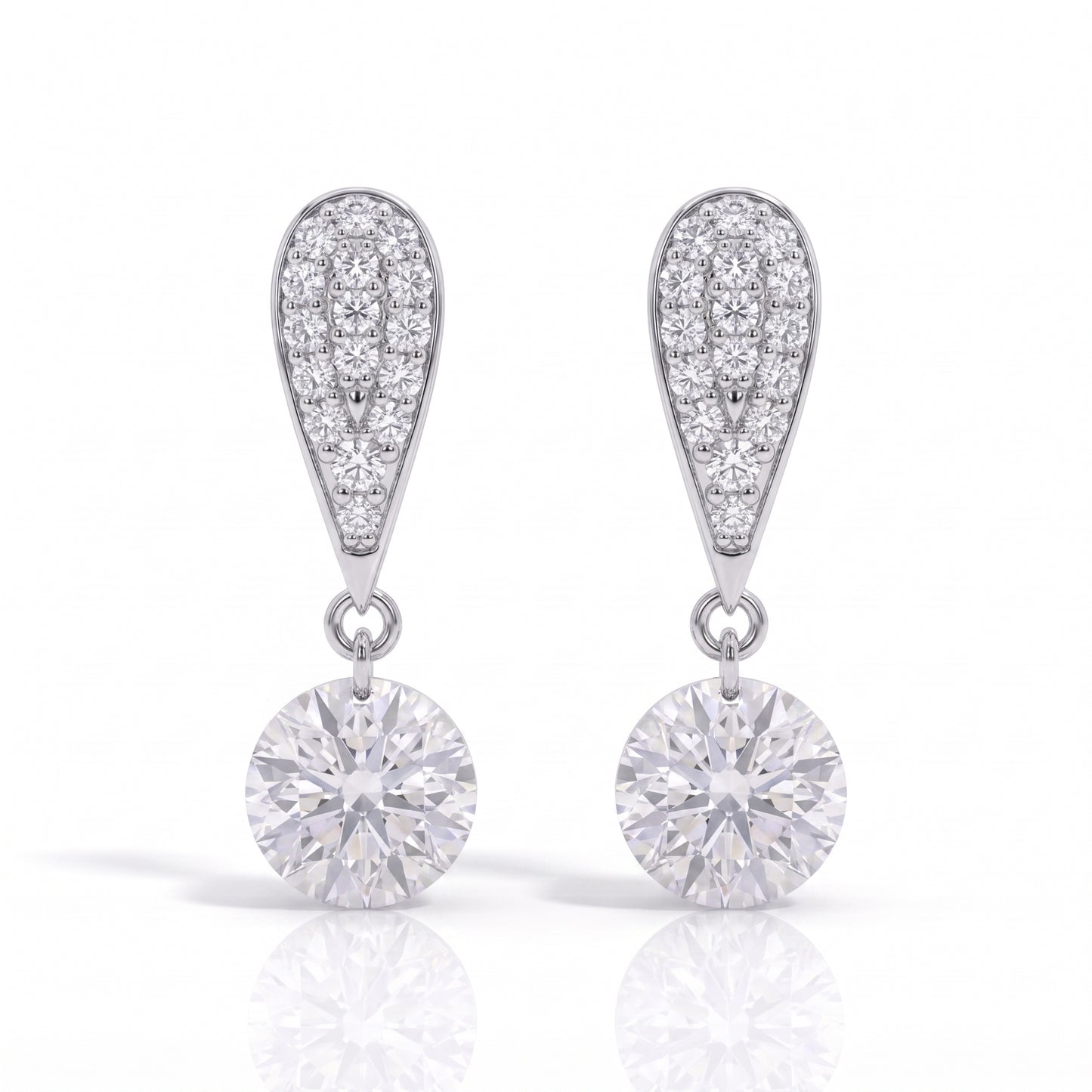 The Valeria – Pavé Teardrop Moissanite Drop Earrings