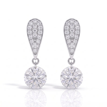 The Valeria – Pavé Teardrop Moissanite Drop Earrings