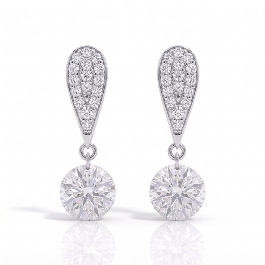 The Valeria – Pavé Teardrop Moissanite Drop Earrings