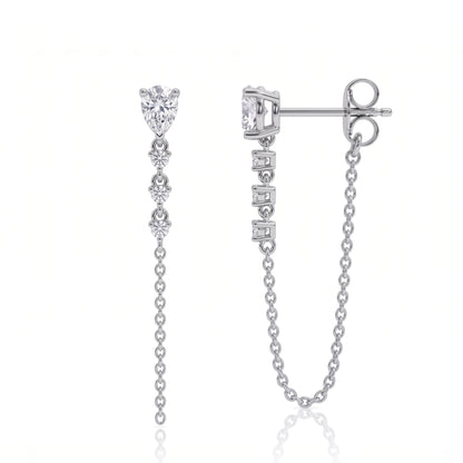 The Cascade - Pear Cut Moissanite Earrings