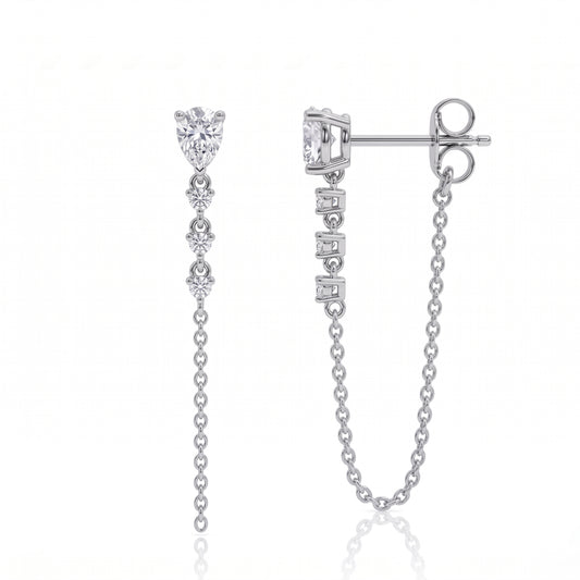 The Cascade - Pear Cut Moissanite Earrings
