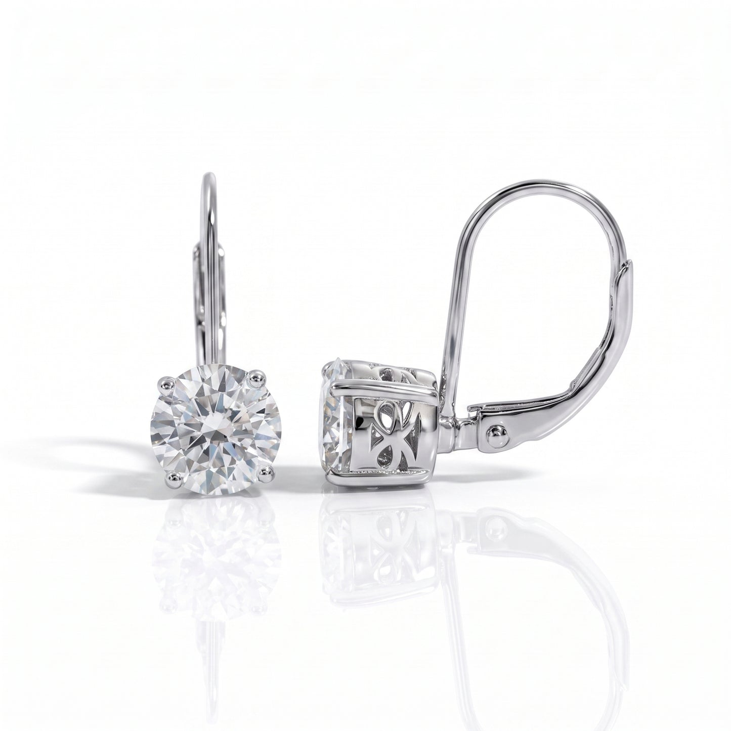 The Annie – Round Brilliant Moissanite Drop Earrings