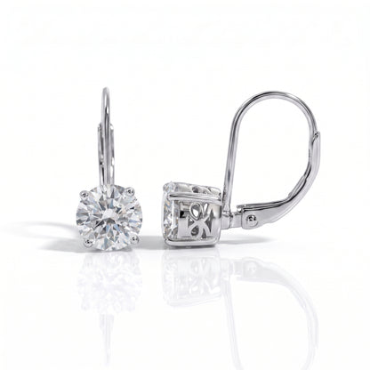 The Annie – Round Brilliant Moissanite Drop Earrings