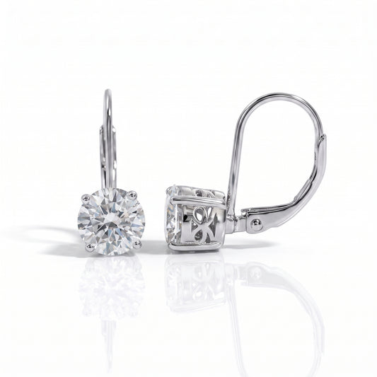 The Annie – Round Brilliant Moissanite Drop Earrings
