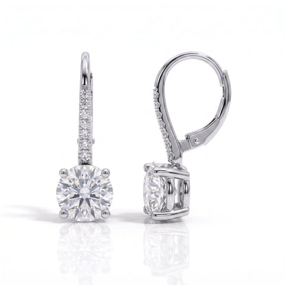 The Anna - Round Brilliant Cut Moissanite Drop Earrings
