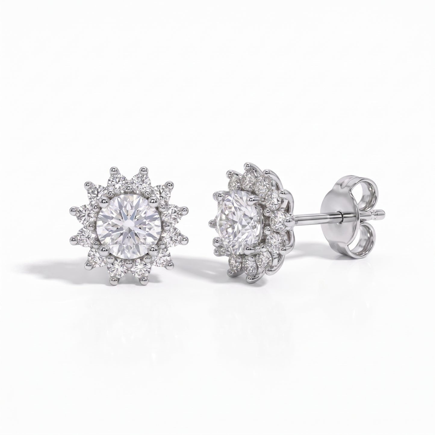 The Sunflower - Round Brilliant Cut Moissanite Earrings