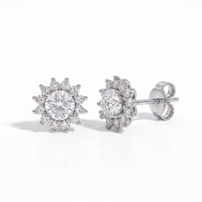 The Sunflower - Round Brilliant Cut Moissanite Earrings