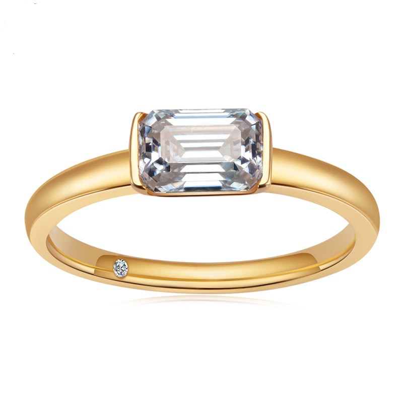 The Lauren - Emerald Cut Moissanite Solitaire Ring