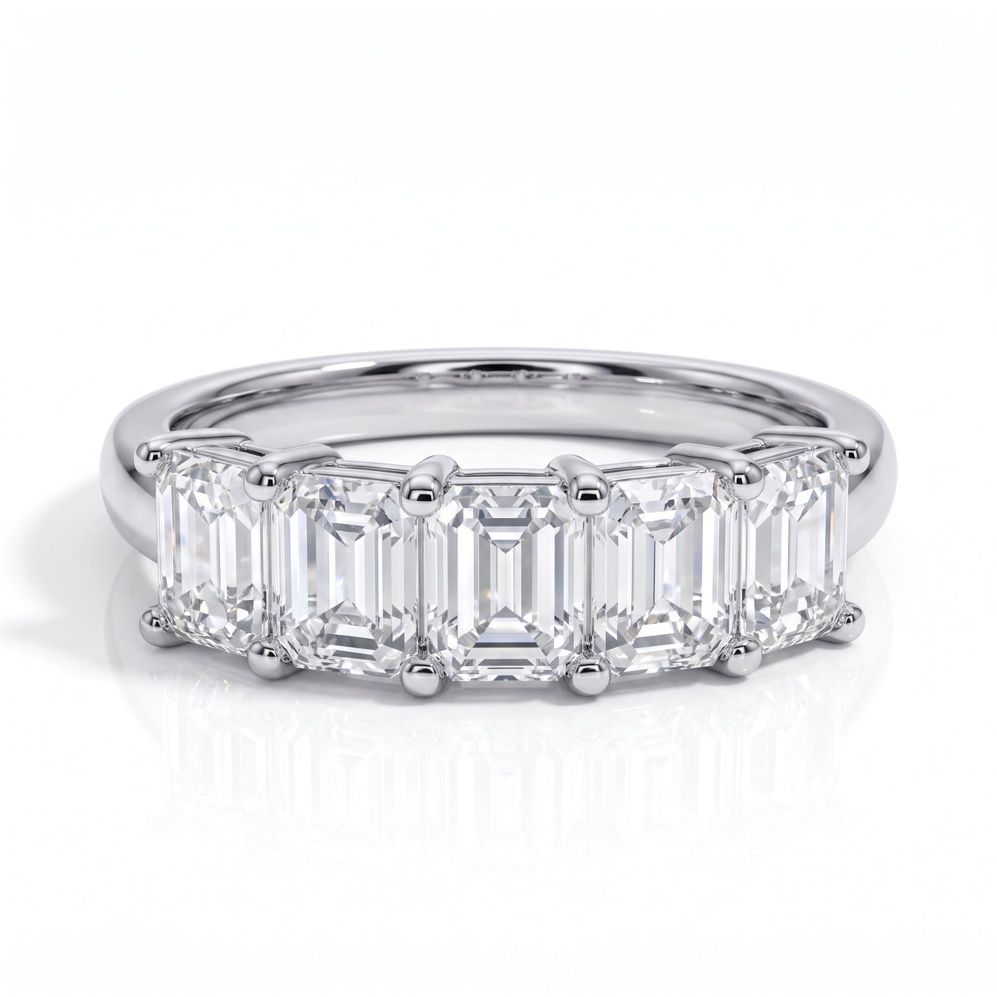 The Sylvie - Emerald Cut Moissanite Half Eternity Ring