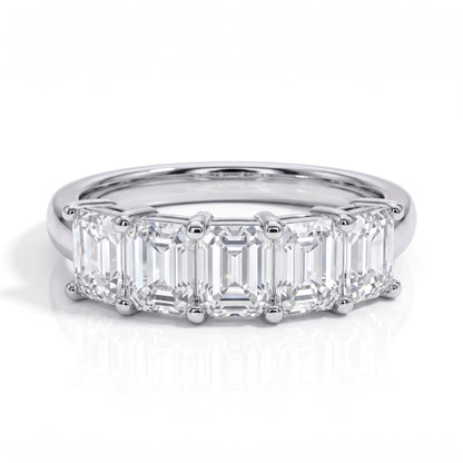 The Sylvie - Emerald Cut Moissanite Half Eternity Ring