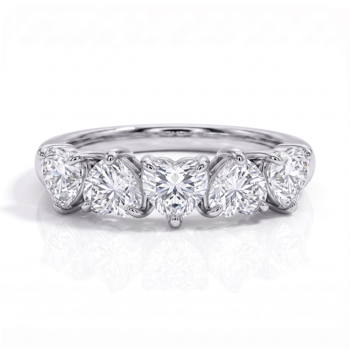The Heartis - Heart Cut Moissanite Half Eternity Ring
