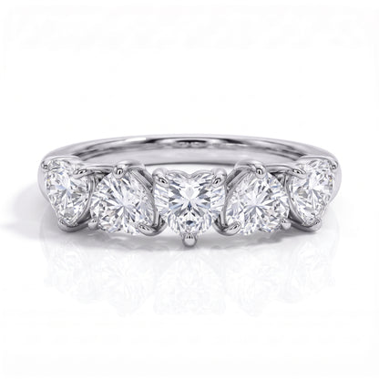 The Heartis - Heart Cut Moissanite Half Eternity Ring