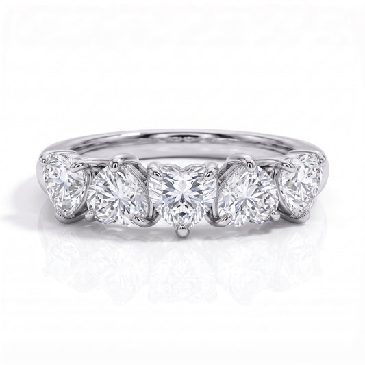 The Heartis - Heart Cut Moissanite Half Eternity Ring