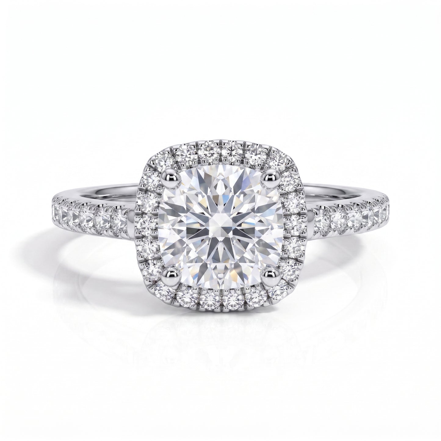 The Aveline - Cushion Cut Moissanite Halo Ring