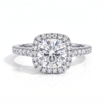 The Aveline - Cushion Cut Moissanite Halo Ring