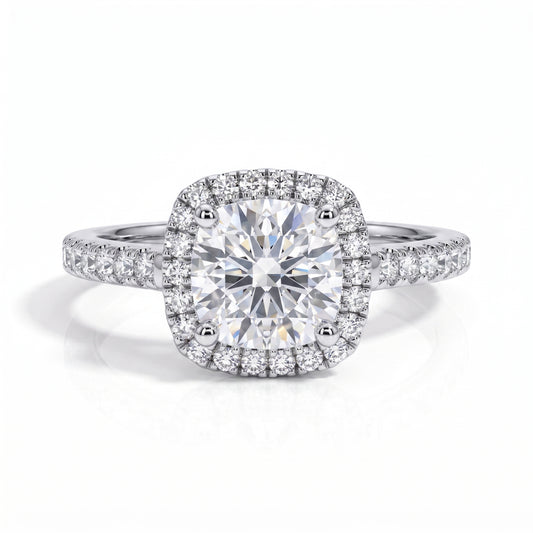 The Aveline - Cushion Cut Moissanite Halo Ring