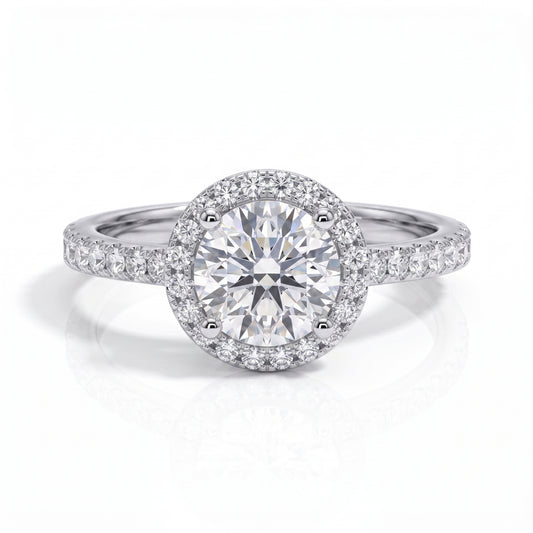 The Beatrix –  Round Brilliant Cut Moissanite Halo Ring