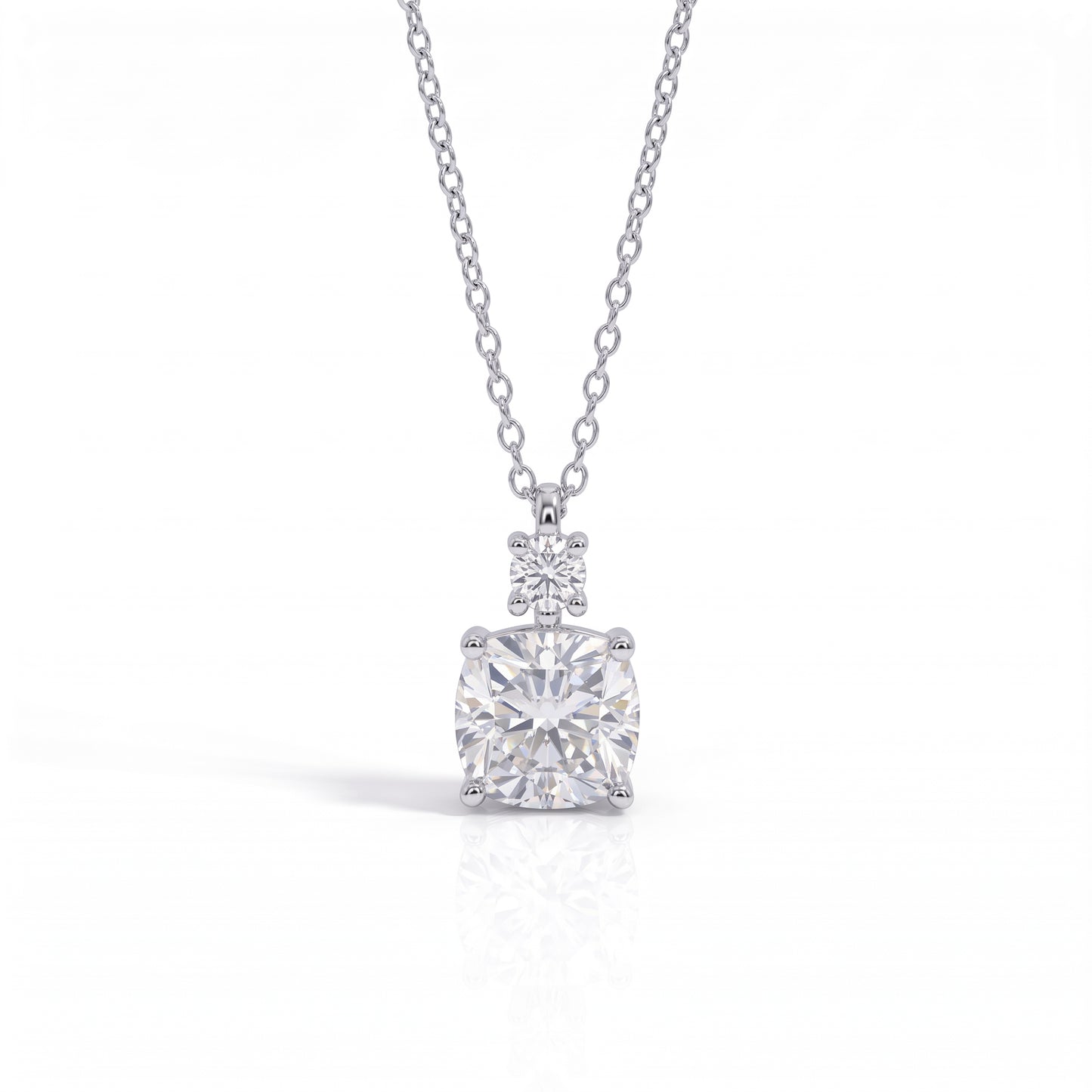 The Thalia – Cushion & Round Moissanite Necklace