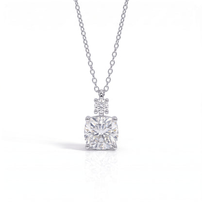 The Thalia – Cushion & Round Moissanite Necklace