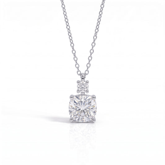 The Thalia – Cushion & Round Moissanite Necklace
