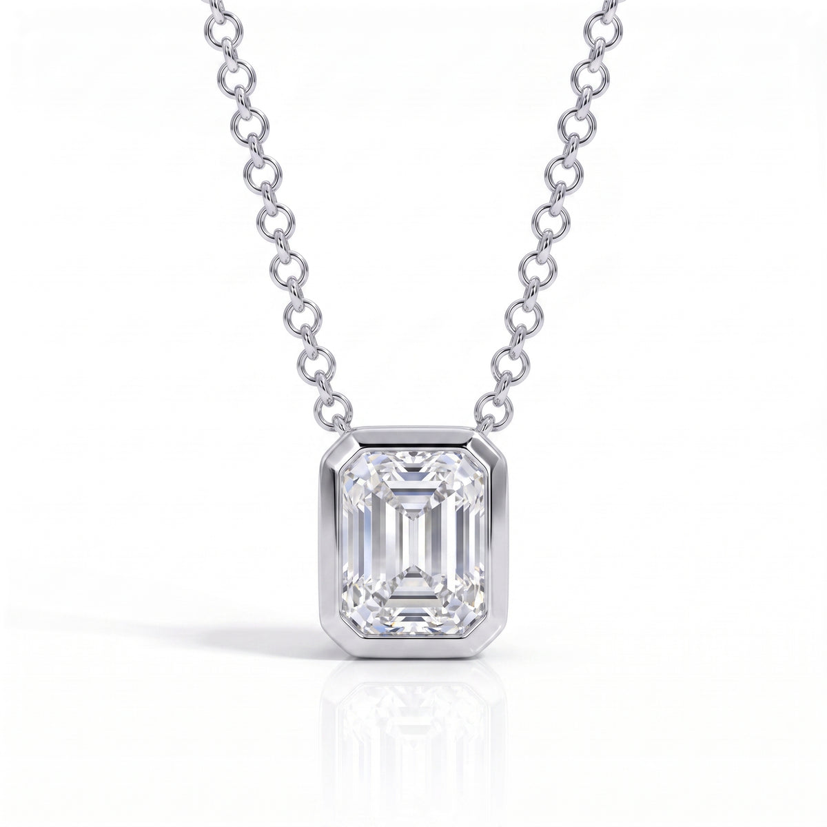 The Solange - Emerald Cut Moissanite Necklace