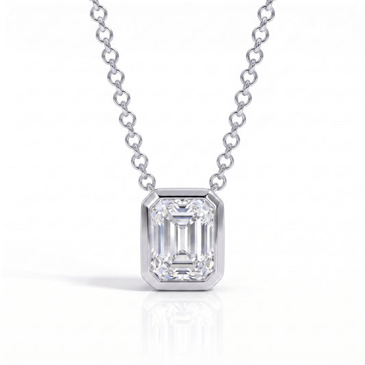 The Solange - Emerald Cut Moissanite Necklace