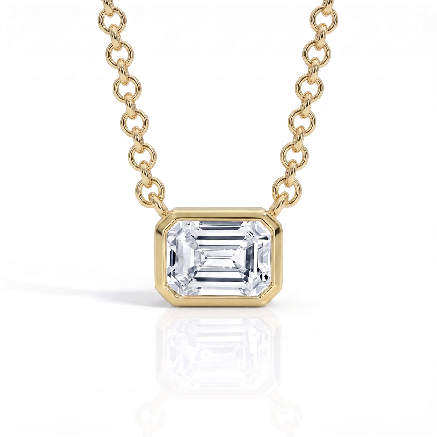 The Lauren Gold - Emerald Cut Moissanite Necklace