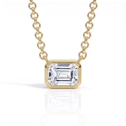 The Lauren Gold - Emerald Cut Moissanite Necklace