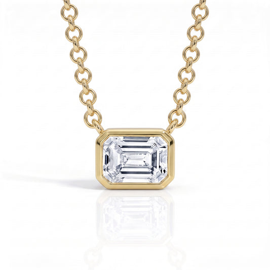 The Lauren Gold - Emerald Cut Moissanite Necklace