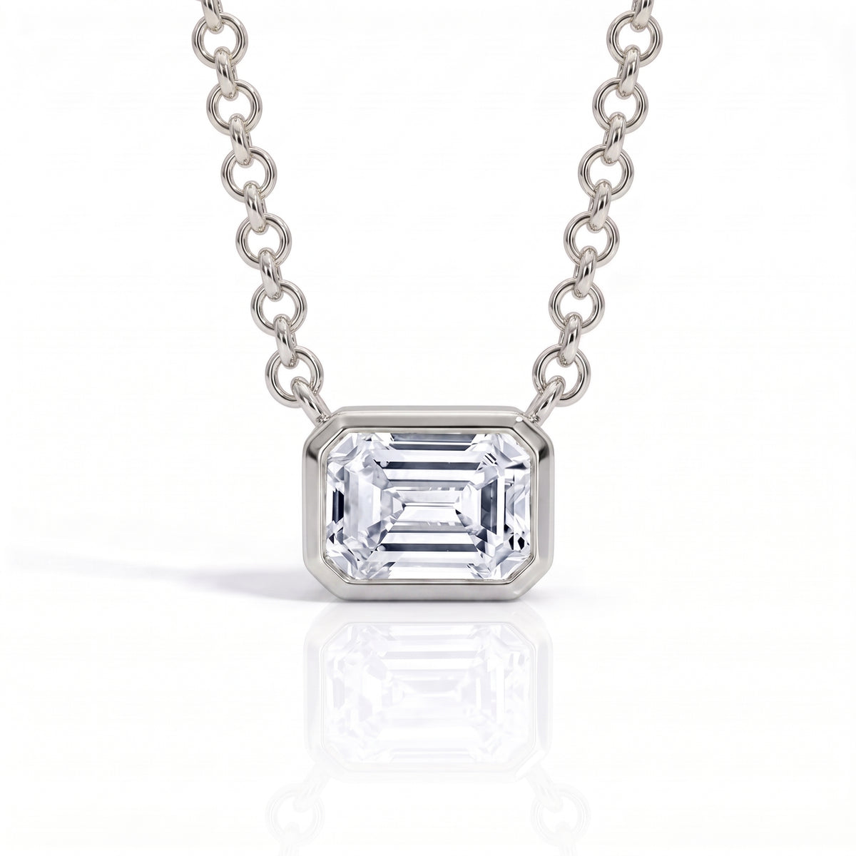 The Lauren - Emerald Cut Moissanite Necklace
