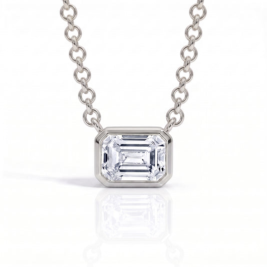 The Lauren - Emerald Cut Moissanite Necklace