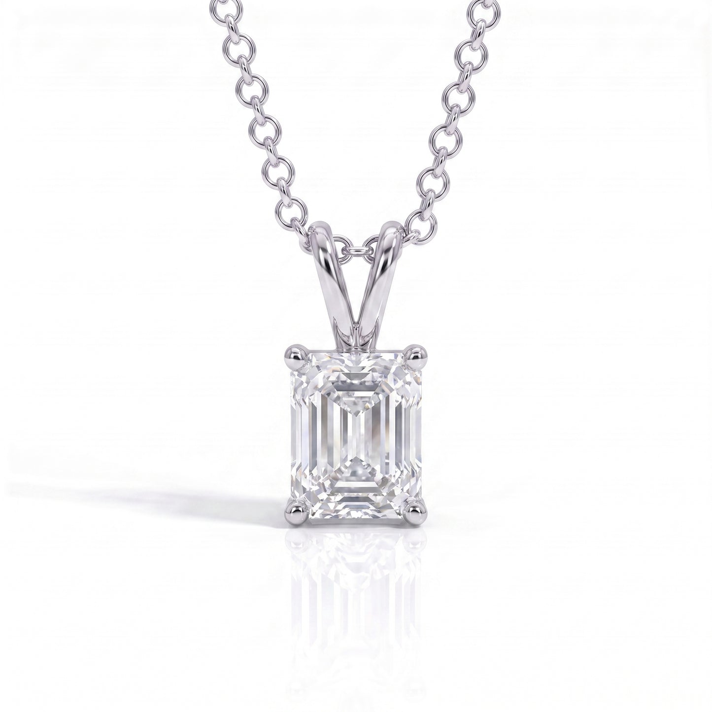 The Lysandra - Emerald Cut Moissanite Necklace