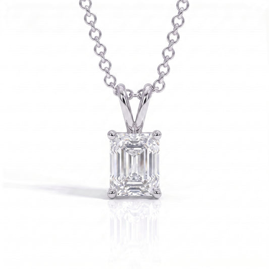 The Lysandra - Emerald Cut Moissanite Necklace
