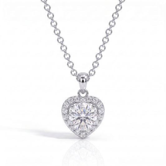 The Heart - Round Brilliant Cut Moissanite Necklace