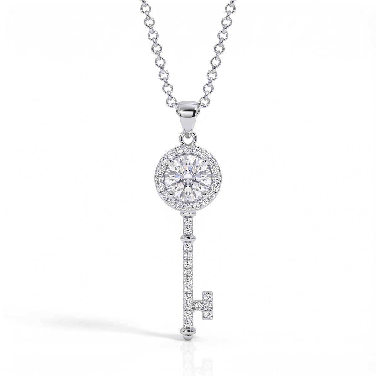 The Key - Round Brilliant Cut Moissanite Necklace