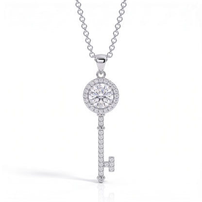 The Key - Round Brilliant Cut Moissanite Necklace