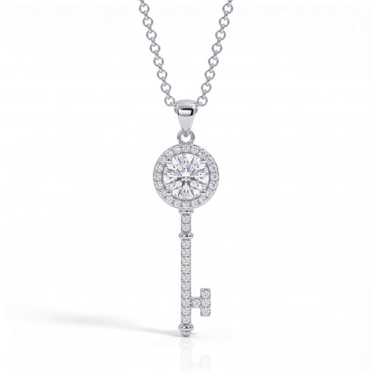 The Key - Round Brilliant Cut Moissanite Necklace