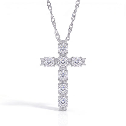 The Cross - Round Brilliant Cut Moissanite Necklace