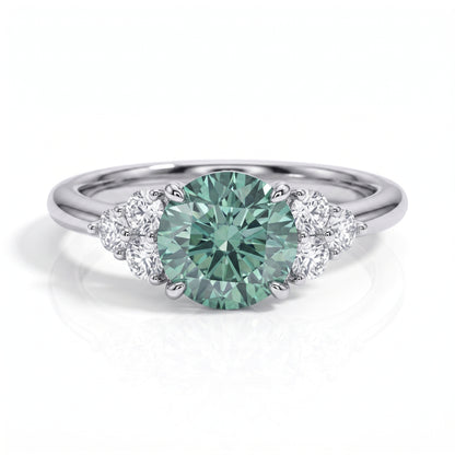 The Olive - Round Brilliant Cut Green Moissanite Solitaire Ring